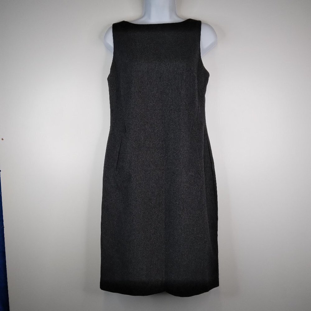 LOFT Sleeveless Sheath Wool Blend Charcoal Dress Size 6P